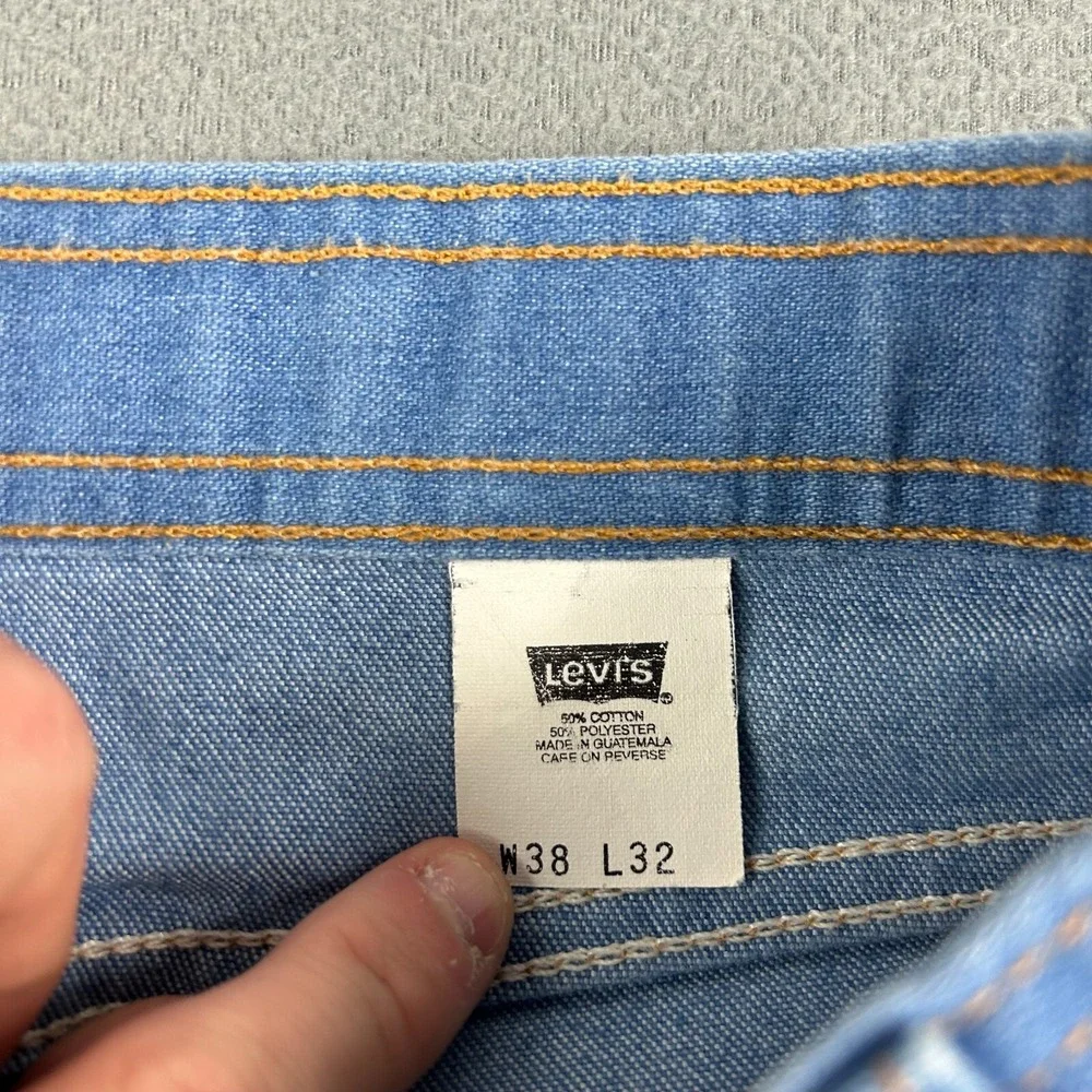 Levis 977 Jeans Mens 38x32 Brown Tab Vintage 2001‎ Straight Leg Blue